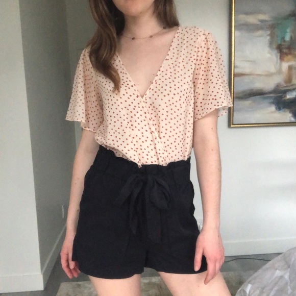 Dex black paper bag fabric shorts - Picture 1 of 13